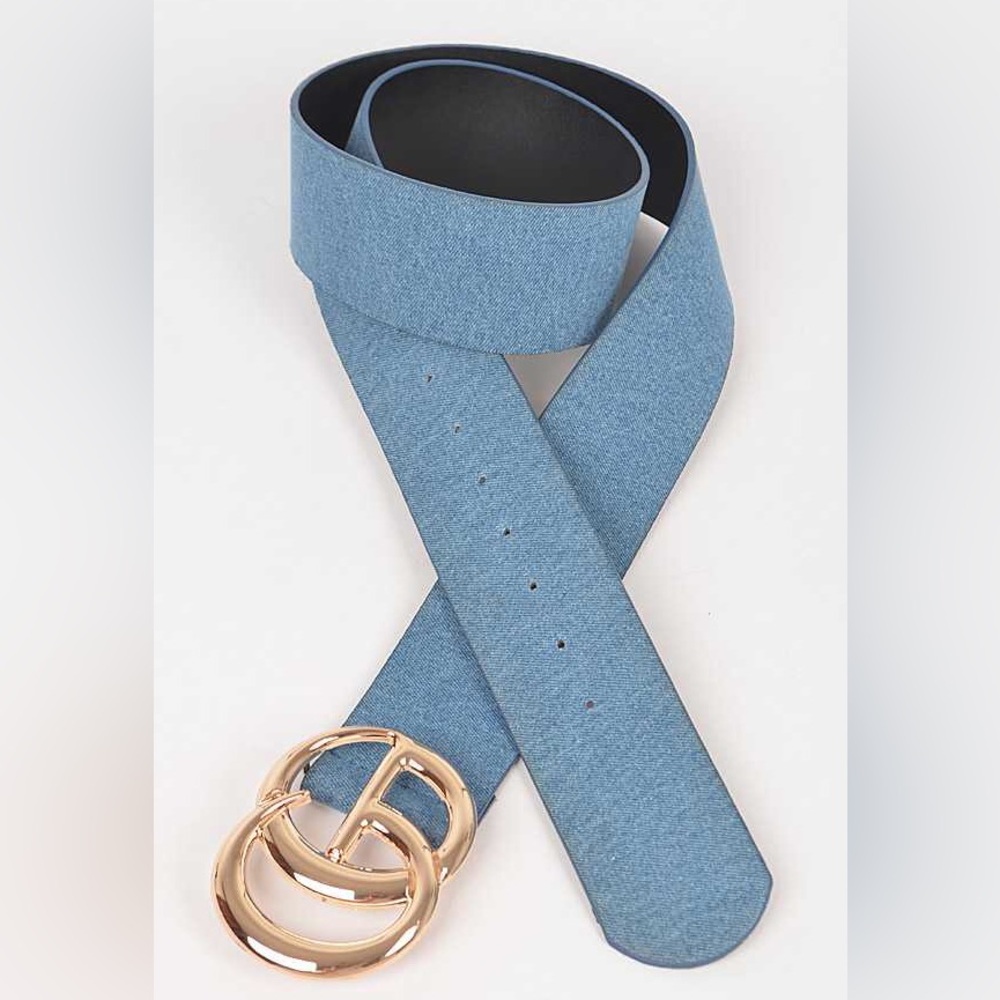 Plus Size Denim Logo Statement Belt - Picture 3 of 5
